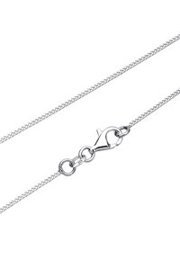 Sølvfarvet kædehalssmykke med vævet tekstur, der har en lobsterlås og et lille "925" stempel, der angiver sterlingsølv.