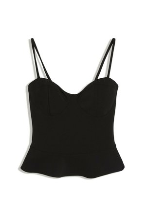 Bershka, PEPLUM CORSET TOP - Débardeur - black