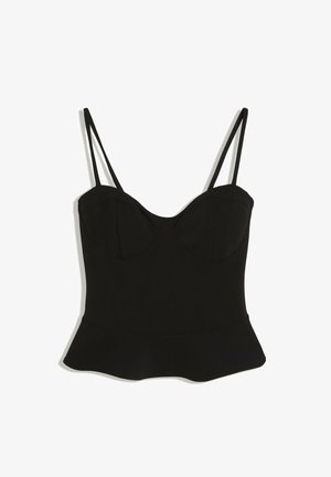 Bershka, PEPLUM CORSET TOP - Top - black