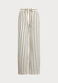 STRIPED SILK BLEND WIDE LEG TROUSER - Pantalon classique - white/black