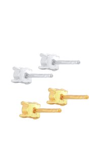 Silber- und Gold-Paar von Steckohrringen, strukturiertes florales Design, 925 gestempelt, mit geraden Stiften für sicheren Halt.