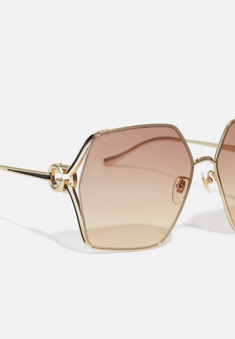 Gucci Sunglasses – Pink Hexagonal Lens, Gold Tone Frame Gucci Gold Tone Frame with  main image 2