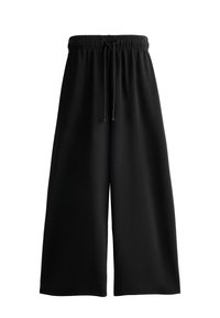 SOFT TOUCH CROPPED WIDE-LEG - Tracksuit bottoms - black