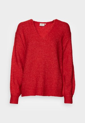 Kaffe KASARLA V-NECK - Jersey de punto - red melange