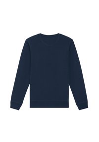 Sweatshirt bleu marine en mélange de coton, avec un col rond et des manches longues dotées de bords-côtes aux poignets et à l'ourlet pour un ajustement confortable.