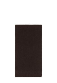 Braun gerippter Strickstoff, rechteckige Form mit einer subtilen Textur. Der Boden verfügt über ein einfaches, leicht dickeres Band.