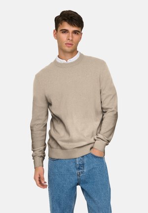 ONSREX LIFE CREW - Jersey de punto - hellbraun