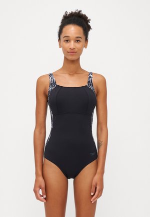 Speedo WOMENS SHAPING LUNALUSTRE PRINTED PIECE - Traje de baño - black/oxid grey/white
