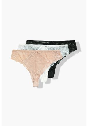 STRINGS, 3ER-PACK, SPITZE - Tanga - black