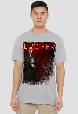 Cotton Soul, LUCIFER/LUCIFER NEON LIGHTS - Print T-shirt - mottled light grey