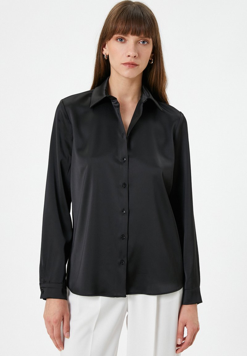 KOTON Classic Neck Buttoned Long Sleeve Pocket Detail