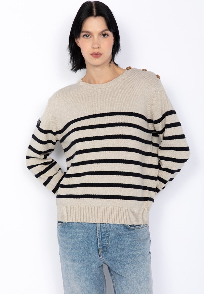 Schott CREWNECK SAILOR - Strickpullover - naturel marine