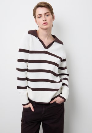 STRIPED - Strickpullover - white brown