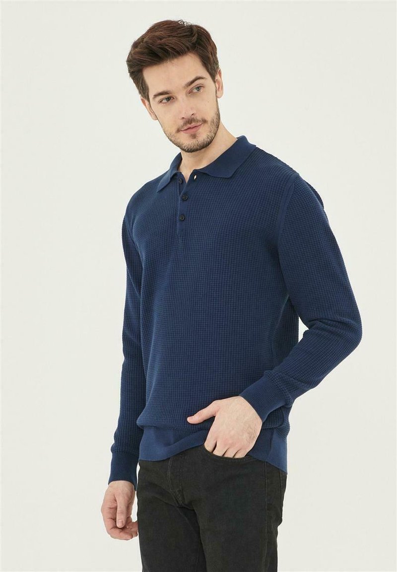 Herren Strickjacken | ORGANICATION WAFFLE Strickpullover navy/dunkelblau - XB21055 Herren Strickjacken | ORGANICATION WAFFLE Strickpullover navy/dunkelblau - XB21055