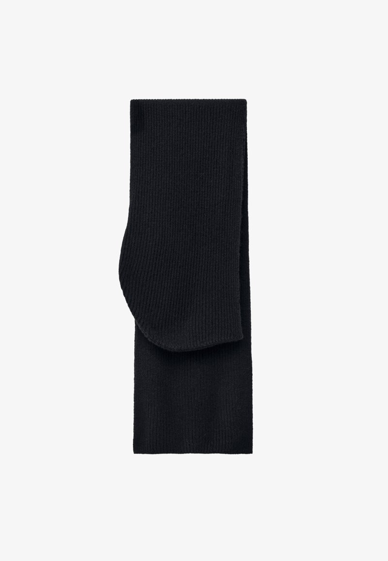 Black ribbed socks, soft texture, knee-high length, featuring a folded cuff at the top for added comfort and style.