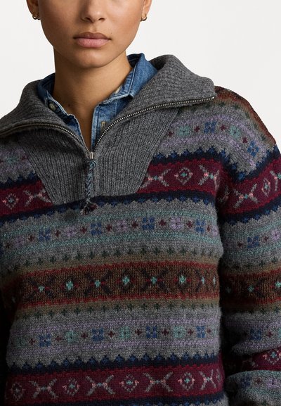 Polo Ralph Lauren FAIR ISLE WOOL HALF-ZIP SWEATER - Džemperis - grey multi