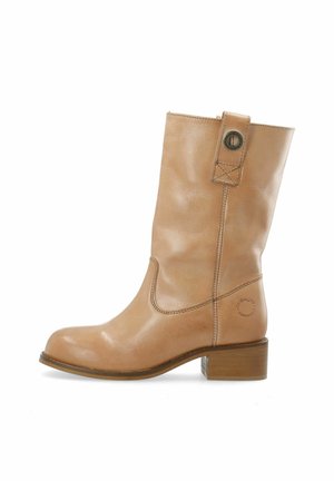 Cowboy/biker ankle boot - dark tan