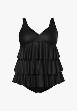 Ulla Popken, FLOUNCE PANEL TANKINI SET - Bikini - black