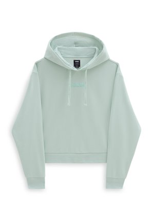 Lichtgroene Vans-hoodie met capuchon met trekkoord, lange mouwen, geribbelde boorden en subtiel geborduurd logo op de borst.