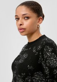 QS MIT PAILLETTEN - Strickpullover - schwarz