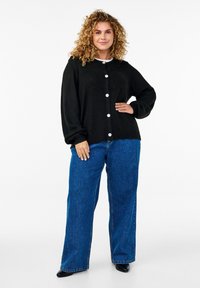 Zizzi Kardigan - black solid