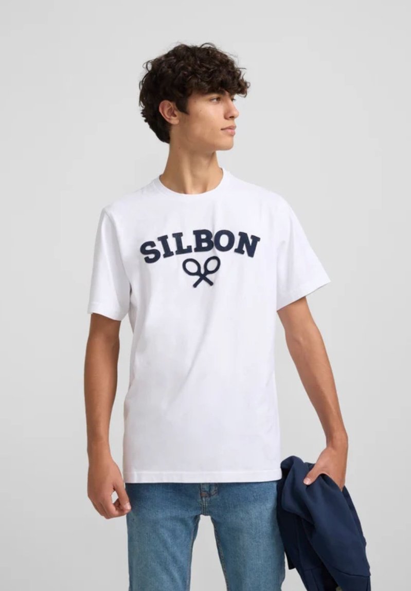 Silbon RAQUETA MEDIA - Camiseta estampada - blanco