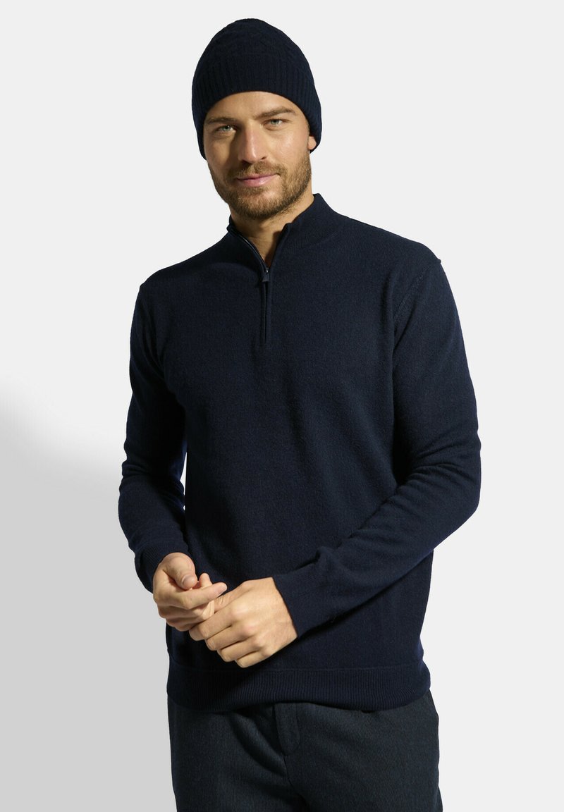 Just Cashmere HALF ZIPPED HIGH COLLAR - Strickpullover - mottled anthracite