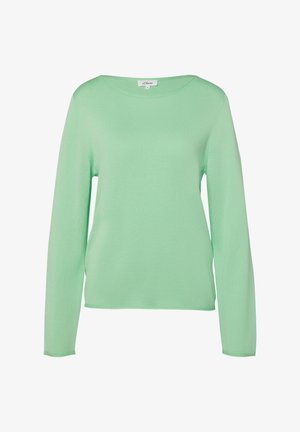 Hellgrüner Langarm-Pullover mit Rundhalsausschnitt, schlichtem Design und leichtem Strickstoff, geeignet für den Freizeitgebrauch.