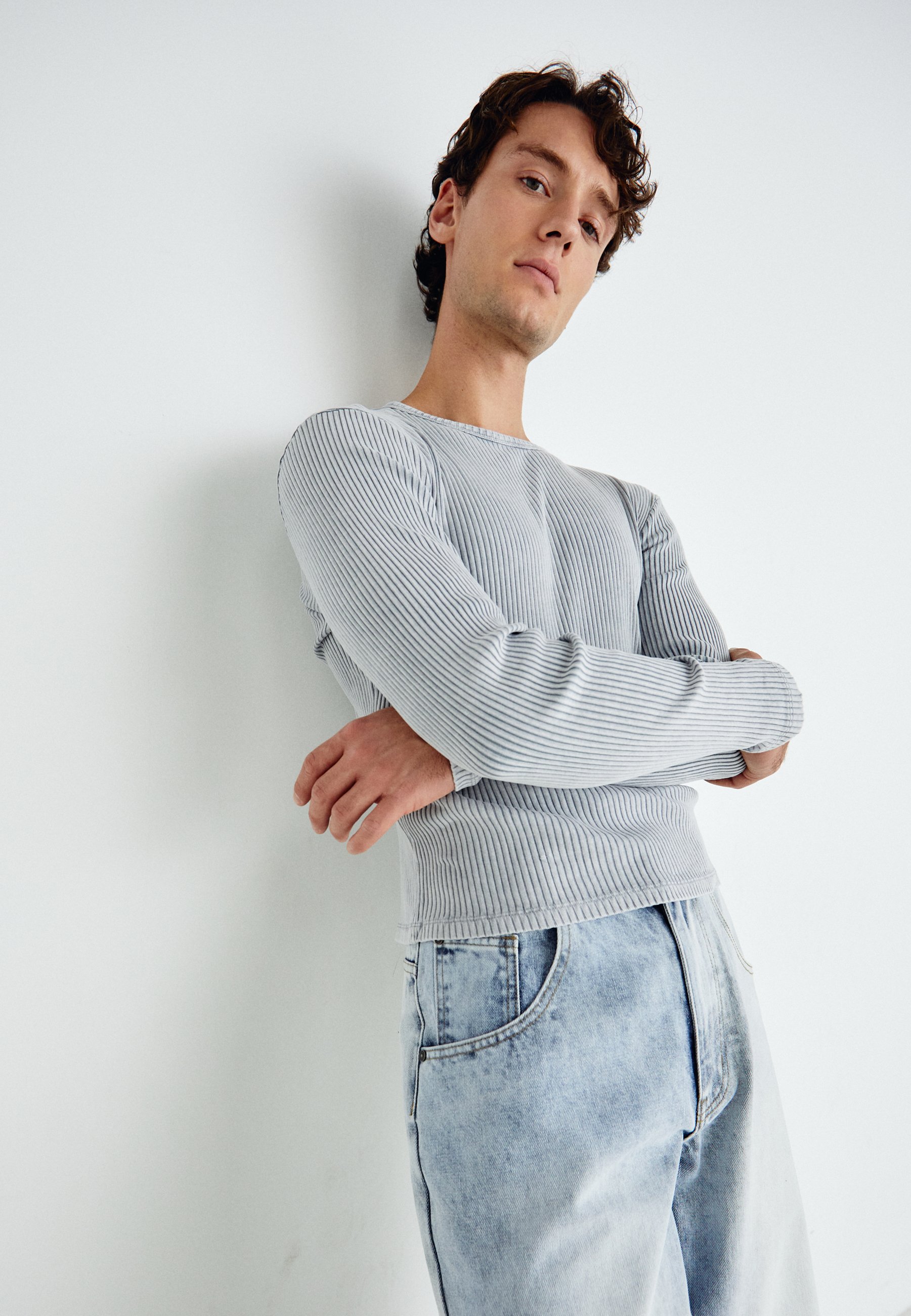 Jaded London ACID LONG SLEEVE TEE - Long sleeved top - grey/light 