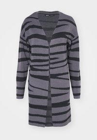 Lang, åpen cardigan i nyanser av grått med svarte abstrakte striper. Laget av mykt materiale med avslappet passform og nedsatte skuldre.