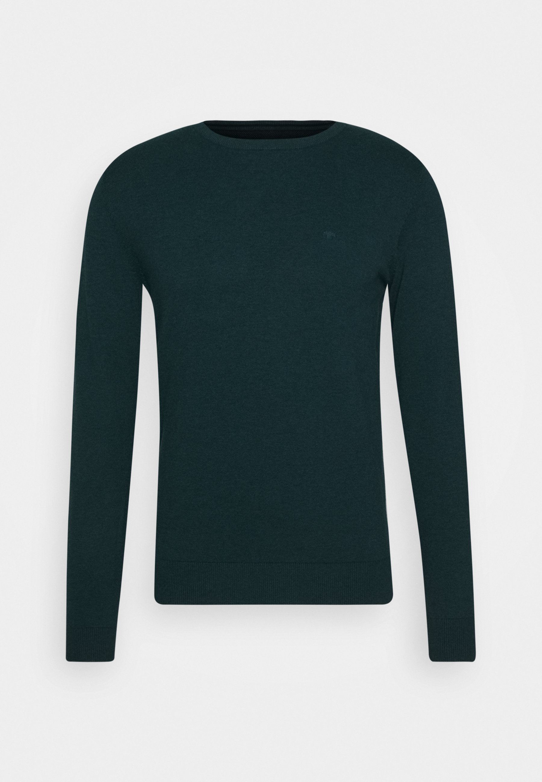 TOM TAILOR BASIC CREW NECK Strikkegenser sapphire green TOM TAILOR BASIC CREW NECK - Strikkegenser - deep pond green melange