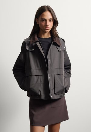 Stefanel, JACKET WITH ZIP AND CORDUROY COLLAR, REGULAR FIT. - Giacca da mezza stagione - black