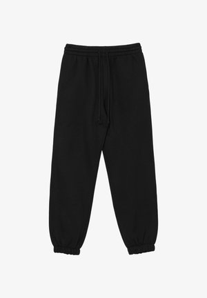 Pantaloni della tuta neri con vita elasticizzata e stringa, dotati di caviglie a coste e una texture morbida per il massimo comfort.