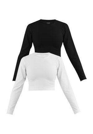 2 X CROP - Long sleeved top - schwarz weiß