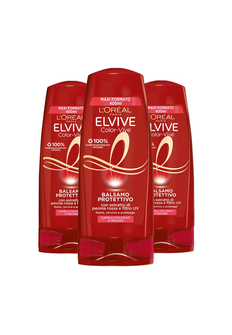 L'Oréal Paris BALSAMO ELVIVE COLOR-VIVE, PER CAPELLI COLORATI O CON MÈCHES, 400 ML - 3 PACK - Balsamo