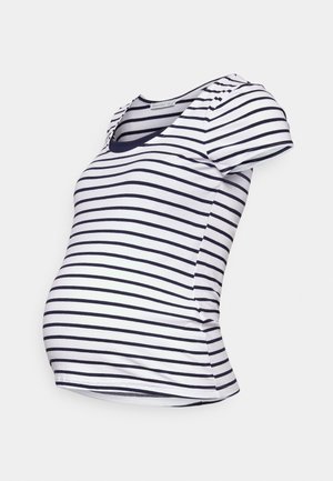 Anna Field MAMA MATERNITY DOUBLE LAYER NURSING  - T-shirt imprimé - dark blue/white