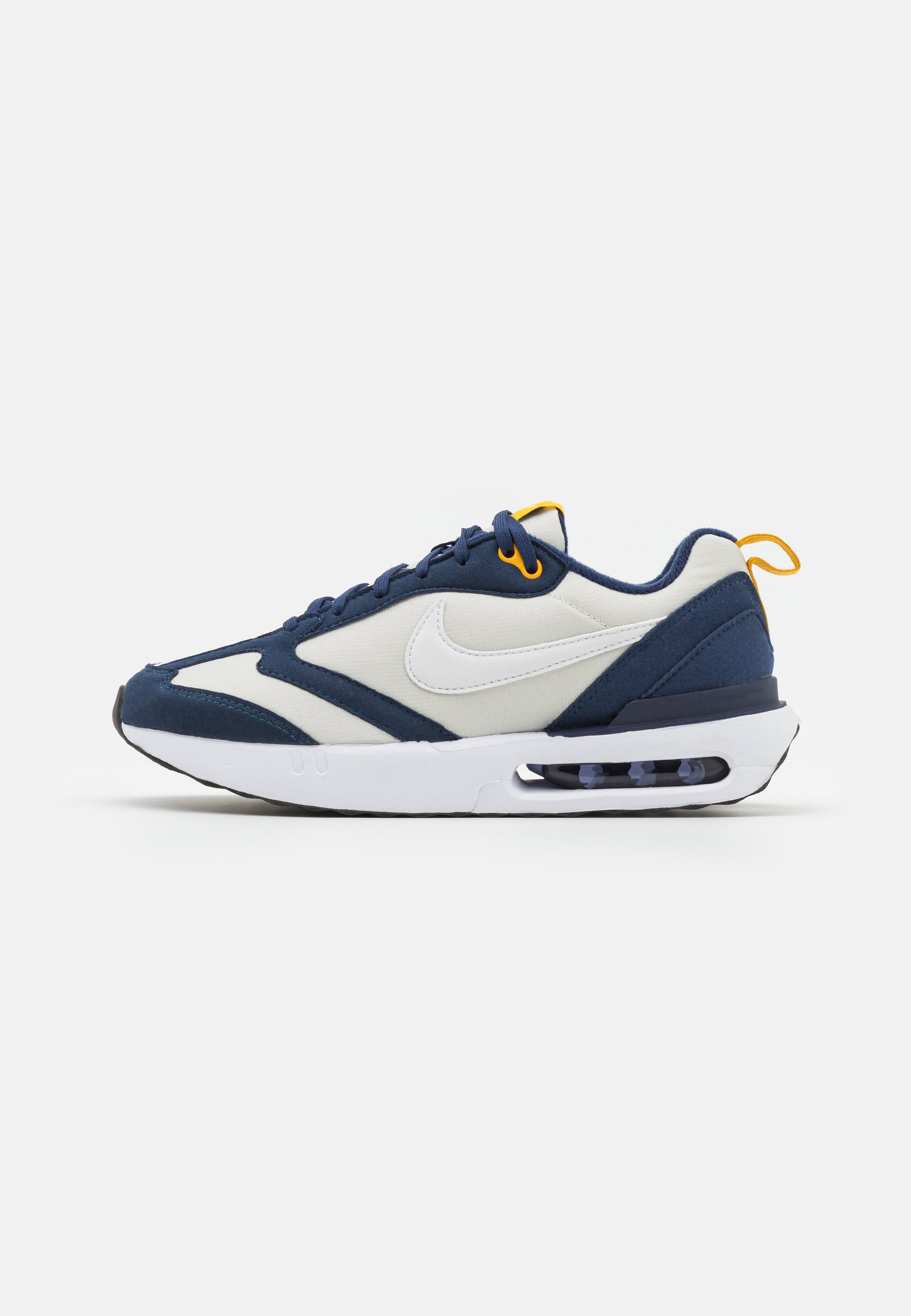 nike navy blue and yellow shoes