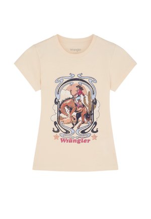 Wrangler, SHRUNKEN BAND TEE - Printtipaita - egret