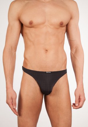 Fabio Farini 4ER PACK HERREN STRING TANGA ENG ANLIEGEND STRETCH - Slip - schwarz/grau