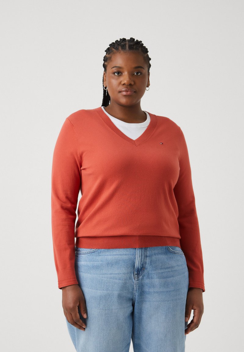 Tommy Hilfiger Curve STITCH - Jumper - terra red