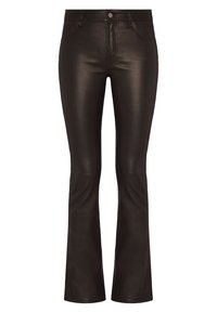 BOOTCUT FIT - Kožené nohavice - black