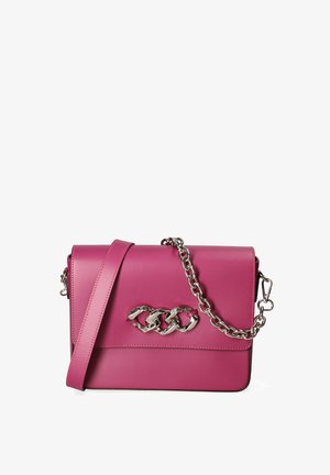 John Richmond Schoudertas - fuchsia and silver