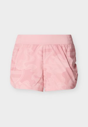 Pantaloni scurți sport roz cu model abstract subtil, talie elastică și material ușor.