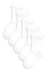 COTTON RICH CUSHIONED SOLE RUFFLE ANKLE SOCKS 5 PACK - Čarape - white