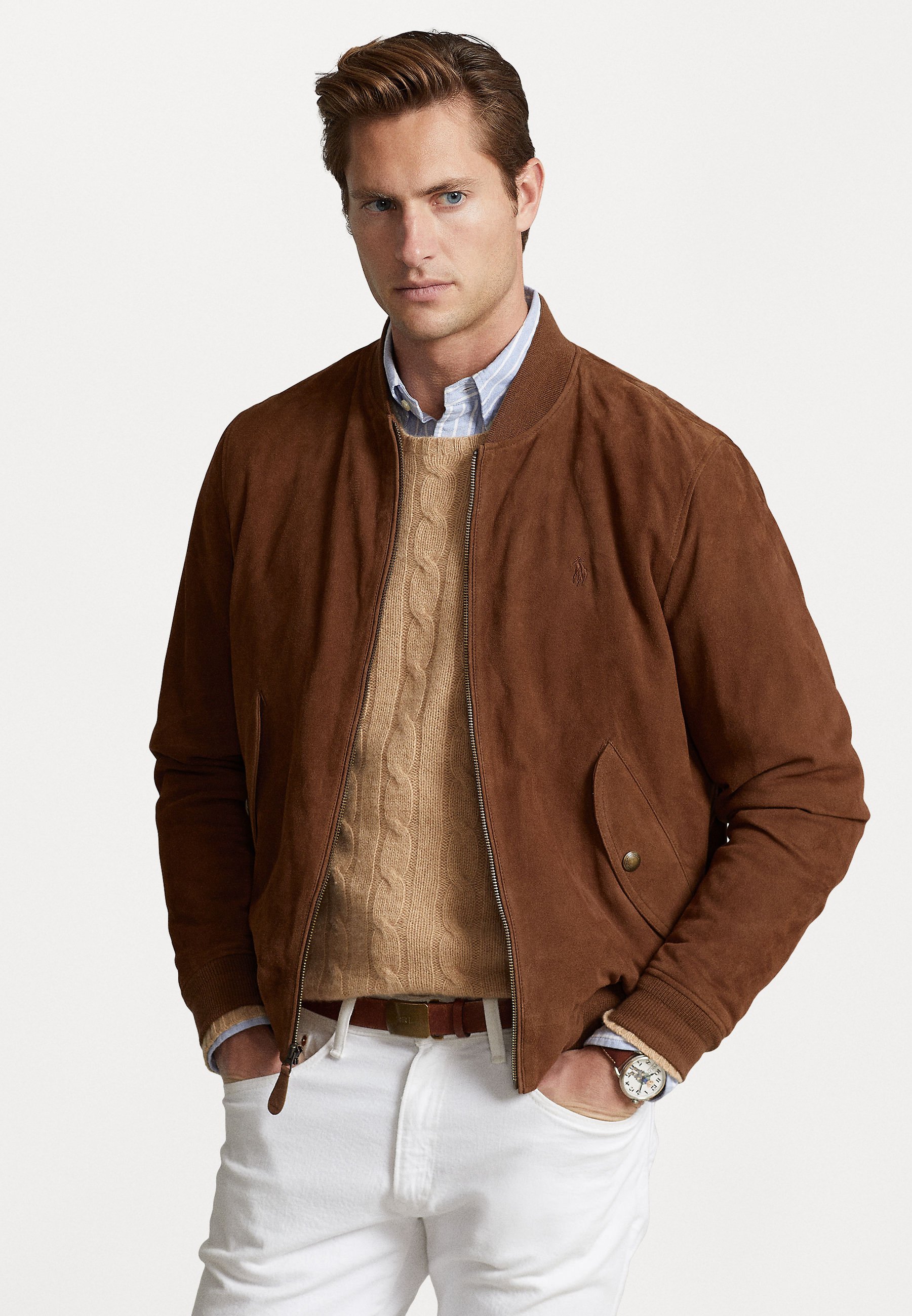 Polo Lauren GUNNERS LINED - Chaqueta de cuero - country brown/marrón - Zalando.es