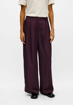 Object, HIGH WAISTED TROUSERS PLEATED SATIN - Pantalon classique - plum perfect