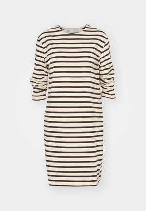 Tory Burch SCRUNCHED SLEEVE DRESS - Obleka iz džersija - ivory/black