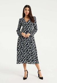 Liquorish FLORAL AND HEART PRINT  - Day dress - black