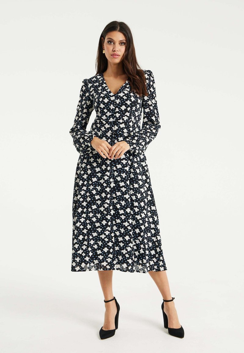 Liquorish FLORAL AND HEART PRINT  - Day dress - black