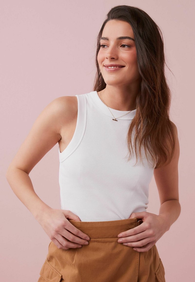 Next - RACER TANK  - Top - white rib, Vergroten